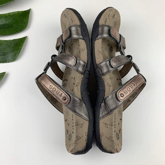 Taos Prize Sandals Slip On Comfort Metallic Bronze Adjustable Straps Women's 7 - Picture 9 of 10